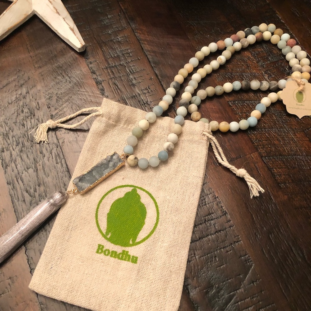 Bondhu Amazonite Druzy Tassel Necklace
